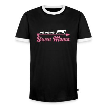 Mutter Löwen Mama - Männer Kontrast-T-Shirt - Schwarz/Weiß - Vorne - AI Model Female 172 light (172cm) & AI Model Male 178 light (178cm)