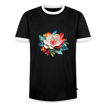 Blossom Joy - Men's Ringer Shirt - black/white - Front - AI Model Female 172 light (172cm) & AI Model Male 178 light (178cm)