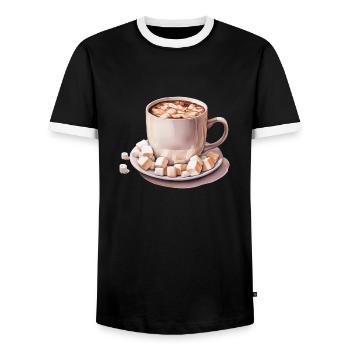 Hot Chocolate - Men's Ringer Shirt - black/white - Front - AI Model Female 172 light (172cm) & AI Model Male 178 light (178cm)