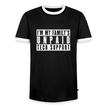 Je suis l’assistance technique non rémunérée de ma famille - T-shirt contrasté Homme - noir/blanc - Devant - AI Model Female 172 light (172cm) & AI Model Male 178 light (178cm)