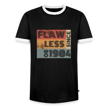 40th Birthday Flawless since 06/1984 - Men's Ringer Shirt - black/white - Front - AI Model Female 172 light (172cm) & AI Model Male 178 light (178cm)