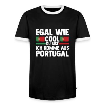 Portugiesen Portugal - Männer Kontrast-T-Shirt - Schwarz/Weiß - Vorne - AI Model Female 172 light (172cm) & AI Model Male 178 light (178cm)