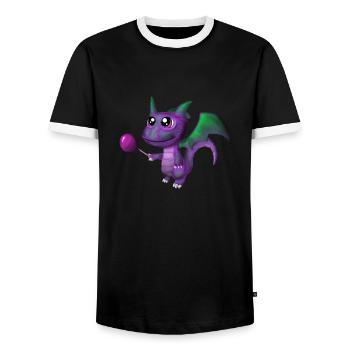 Dragon cute - T-shirt contrasté Homme - noir/blanc - Devant - AI Model Female 172 light (172cm) & AI Model Male 178 light (178cm)