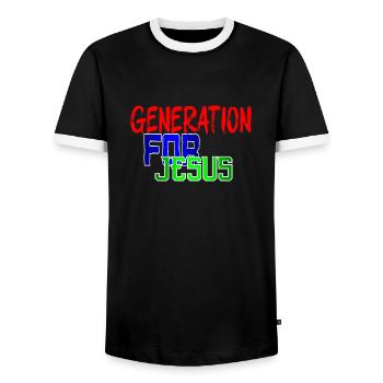 GENERATION FOR JESUS - T-shirt contrasté Homme - noir/blanc - Devant - AI Model Female 172 light (172cm) & AI Model Male 178 light (178cm)