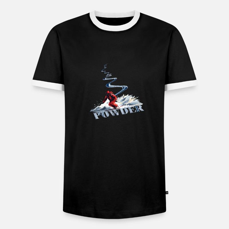Downhill skiing Skiing Down - Men's Ringer Shirt - black/white