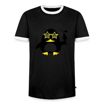 beach duck - Männer Kontrast-T-Shirt - Schwarz/Weiß - Vorne - AI Model Female 172 light (172cm) & AI Model Male 178 light (178cm)