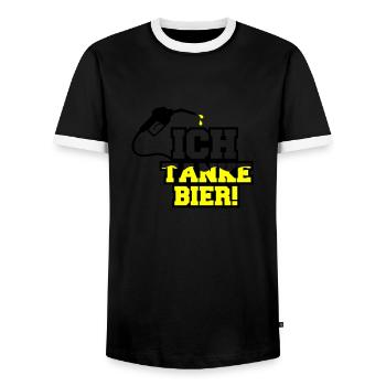 ich tanke bier 01 - Männer Kontrast-T-Shirt - Schwarz/Weiß - Vorne - AI Model Female 172 light (172cm) & AI Model Male 178 light (178cm)