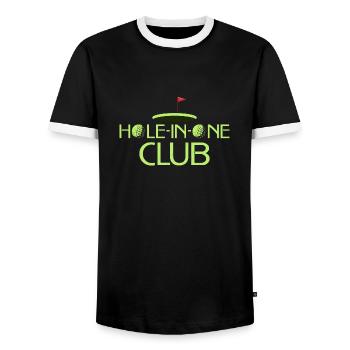 Hole-In-One Club Golfer Golf - Männer Kontrast-T-Shirt - Schwarz/Weiß - Vorne - AI Model Female 172 light (172cm) & AI Model Male 178 light (178cm)