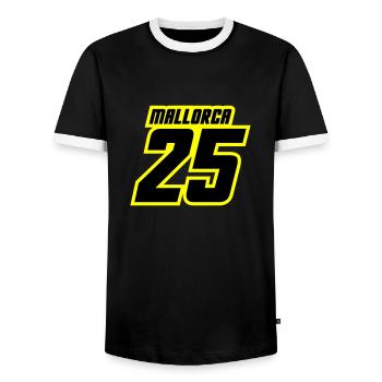 Mallorca 2025 Trikot - Männer Kontrast-T-Shirt - Schwarz/Weiß - Vorne - AI Model Female 172 light (172cm) & AI Model Male 178 light (178cm)