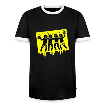 Party Urlaub Strand Saufen - Männer Kontrast-T-Shirt - Schwarz/Weiß - Vorne - AI Model Female 172 light (172cm) & AI Model Male 178 light (178cm)