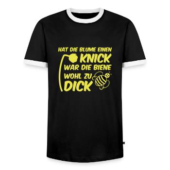 Biene zu dick Blume Knick Blüte - Männer Kontrast-T-Shirt - Schwarz/Weiß - Vorne - AI Model Female 172 light (172cm) & AI Model Male 178 light (178cm)
