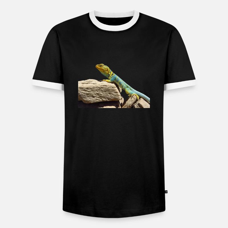 gecko lizard real lizard - Men's Ringer Shirt - black/white