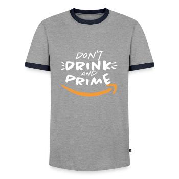 Lustiges Don't Drink And Prime Motiv Amazon - Männer Kontrast-T-Shirt - Grau/Navy  - Vorne - AI Model Female 172 light (172cm) & AI Model Male 178 light (178cm)