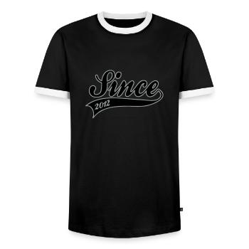 Birth - Since 2012 - Men's Ringer Shirt - black/white - Front - AI Model Female 172 light (172cm) & AI Model Male 178 light (178cm)