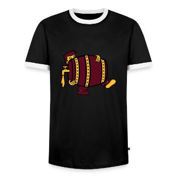 beer barrel drink thirst drinking party celebrate october - Men's Ringer Shirt - black/white - Front - AI Model Female 172 light (172cm) & AI Model Male 178 light (178cm)