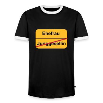 Junggesellinnenabschied - Männer Kontrast-T-Shirt - Schwarz/Weiß - Vorne - AI Model Female 172 light (172cm) & AI Model Male 178 light (178cm)