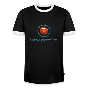 HAL Everything is going extremely well - Männer Kontrast-T-Shirt - Schwarz/Weiß - Vorne - AI Model Female 172 light (172cm) & AI Model Male 178 light (178cm)