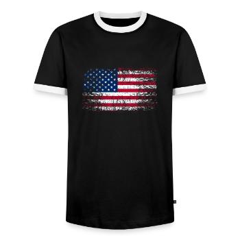 Vintage USA Flagge - Männer Kontrast-T-Shirt - Schwarz/Weiß - Vorne - AI Model Female 172 light (172cm) & AI Model Male 178 light (178cm)