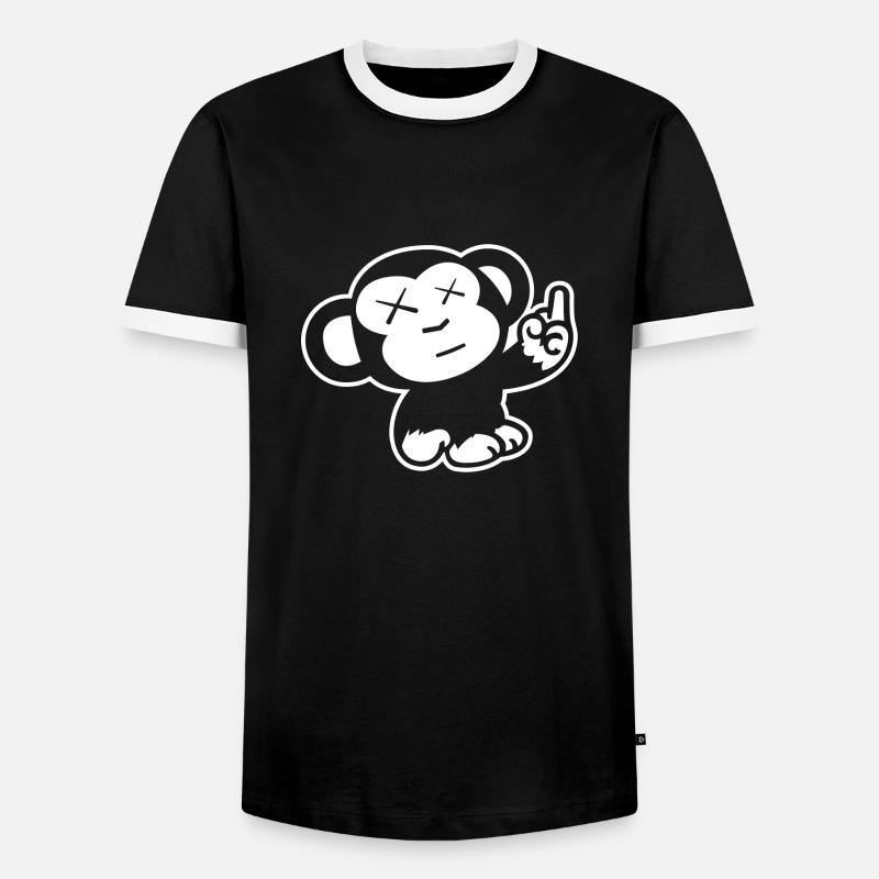 JDM Monkey - Men's Ringer Shirt - black/white