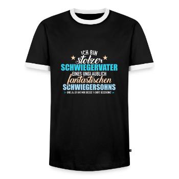 Schwiegervater - Männer Kontrast-T-Shirt - Schwarz/Weiß - Vorne - AI Model Female 172 light (172cm) & AI Model Male 178 light (178cm)