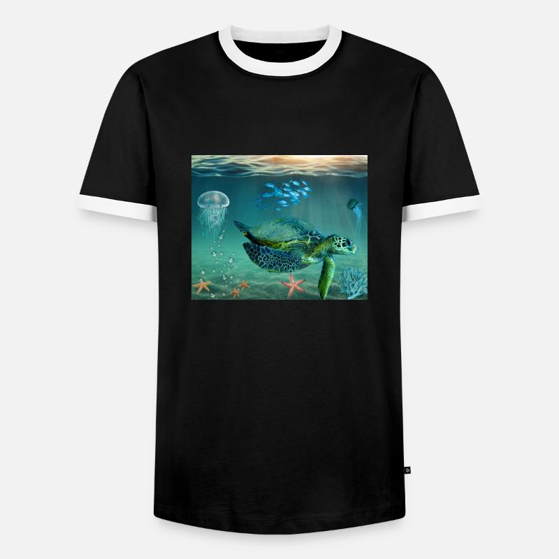 Schildkröte Meer Geschenk Geschenkidee - Männer Kontrast-T-Shirt - Schwarz/Weiß