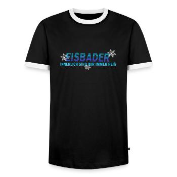winter eisbaden minus grad eisbader eis und heiß - Männer Kontrast-T-Shirt - Schwarz/Weiß - Vorne - AI Model Female 172 light (172cm) & AI Model Male 178 light (178cm)