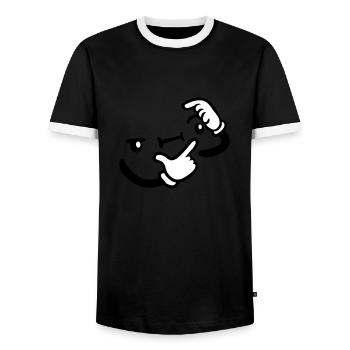 Hand Gesture Thinking - Men's Ringer Shirt - black/white - Front - AI Model Female 172 light (172cm) & AI Model Male 178 light (178cm)