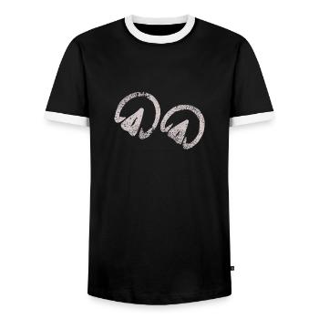 Barhuf Horses Hoof Prints Funny Gift Idea - Men's Ringer Shirt - black/white - Front - AI Model Female 172 light (172cm) & AI Model Male 178 light (178cm)