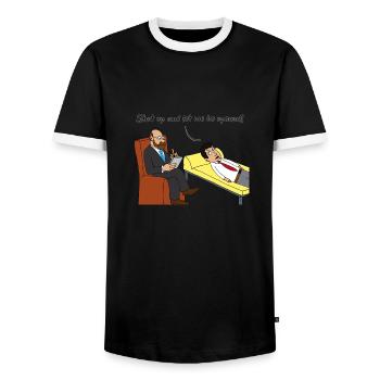 Thérapie - T-shirt contrasté Homme - noir/blanc - Devant - AI Model Female 172 light (172cm) & AI Model Male 178 light (178cm)