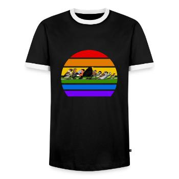 Garden Birds Rainbow Bird Variety Bird Lover - Men's Ringer Shirt - black/white - Front - AI Model Female 172 light (172cm) & AI Model Male 178 light (178cm)