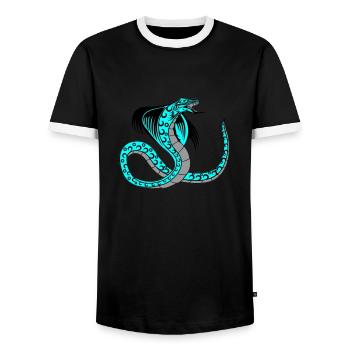 snake 02 - Männer Kontrast-T-Shirt - Schwarz/Weiß - Vorne - AI Model Female 172 light (172cm) & AI Model Male 178 light (178cm)
