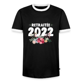 Retraitée 2022 - T-shirt contrasté Homme - noir/blanc - Devant - AI Model Female 172 light (172cm) & AI Model Male 178 light (178cm)