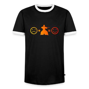 Aikidoka Herren Jungen - Lustiges Aikido - Männer Kontrast-T-Shirt - Schwarz/Weiß - Vorne - AI Model Female 172 light (172cm) & AI Model Male 178 light (178cm)