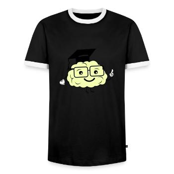 smart brain 02 - Men's Ringer Shirt - black/white - Front - AI Model Female 172 light (172cm) & AI Model Male 178 light (178cm)
