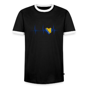 Bosnien Herzegowina Herz Bosnier Herzschlag Puls B - Männer Kontrast-T-Shirt - Schwarz/Weiß - Vorne - AI Model Female 172 light (172cm) & AI Model Male 178 light (178cm)