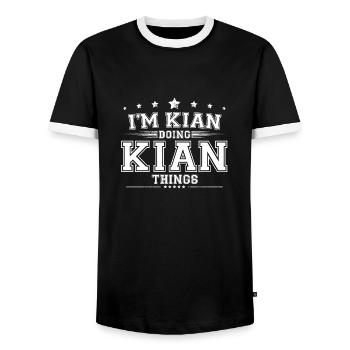 Katrin - Männer Kontrast-T-Shirt - Schwarz/Weiß - Vorne - AI Model Female 172 light (172cm) & AI Model Male 178 light (178cm)