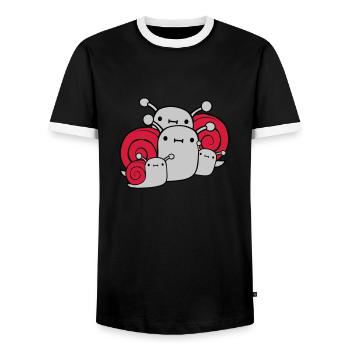 Parents Children Snails - Men's Ringer Shirt - black/white - Front - AI Model Female 172 light (172cm) & AI Model Male 178 light (178cm)
