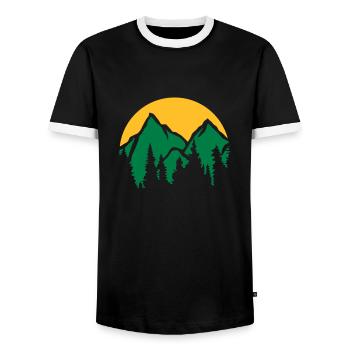 Montagnes Soleil Conifères - T-shirt contrasté Homme - noir/blanc - Devant - AI Model Female 172 light (172cm) & AI Model Male 178 light (178cm)