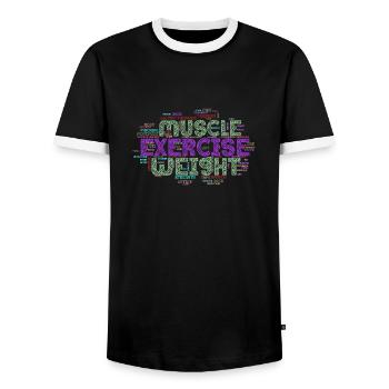 muscle exercise weight - Männer Kontrast-T-Shirt - Schwarz/Weiß - Vorne - AI Model Female 172 light (172cm) & AI Model Male 178 light (178cm)