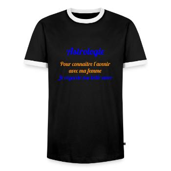 ASTROLOGIE POUR CONNAITRE L'AVENIR AVEC MA FEMME - T-shirt contrasté Homme - noir/blanc - Devant - AI Model Female 172 light (172cm) & AI Model Male 178 light (178cm)
