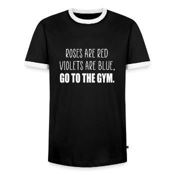 roses sont rouge gym drôle citation - T-shirt contrasté Homme - noir/blanc - Devant - AI Model Female 172 light (172cm) & AI Model Male 178 light (178cm)