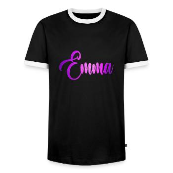 Emma - Men's Ringer Shirt - black/white - Front - AI Model Female 172 light (172cm) & AI Model Male 178 light (178cm)