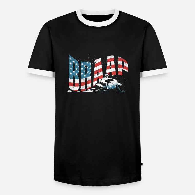Braap Snowmobile Riding Snowmobiling Snowmobiler - Men's Ringer Shirt - black/white