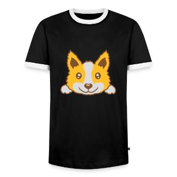 Mignon petit chien design - T-shirt contrasté Homme - noir/blanc - Devant - AI Model Female 172 light (172cm) & AI Model Male 178 light (178cm)
