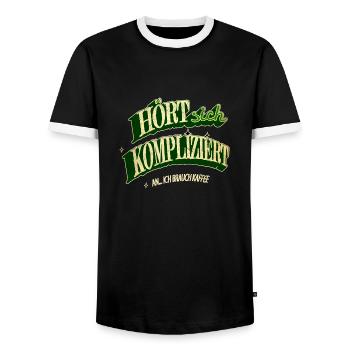 becher morgen statement frühaufsteher montag - Männer Kontrast-T-Shirt - Schwarz/Weiß - Vorne - AI Model Female 172 light (172cm) & AI Model Male 178 light (178cm)