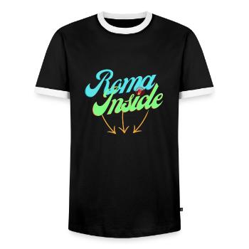 Rome Inside - Men's Ringer Shirt - black/white - Front - AI Model Female 172 light (172cm) & AI Model Male 178 light (178cm)