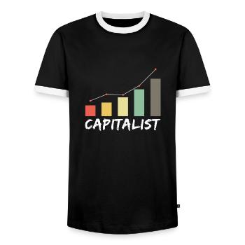 Capitaliste - Kapitalist Geld Money Börse Exchange - T-shirt contrasté Homme - noir/blanc - Devant - AI Model Female 172 light (172cm) & AI Model Male 178 light (178cm)