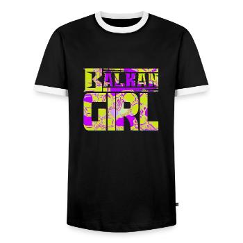 Balkan Kroatien Bosnien Serbien juge exyu Junge Mädchen - Männer Kontrast-T-Shirt - Schwarz/Weiß - Vorne - AI Model Female 172 light (172cm) & AI Model Male 178 light (178cm)