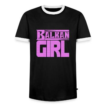 Balkan Kroatien Bosnien Serbien juge exyu Junge Mädchen - Männer Kontrast-T-Shirt - Schwarz/Weiß - Vorne - AI Model Female 172 light (172cm) & AI Model Male 178 light (178cm)
