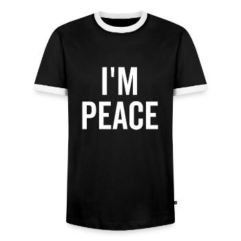 Ich bin Frieden - Männer Kontrast-T-Shirt - Schwarz/Weiß - Vorne - AI Model Female 172 light (172cm) & AI Model Male 178 light (178cm)